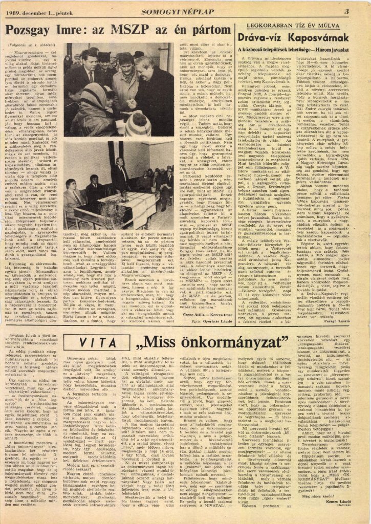 Forrás: Somogyi Néplap, 1989. december 1.